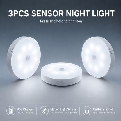 PLOOMI™ MotionGlow — 3-Pack Rechargeable Motion Sensor Lights